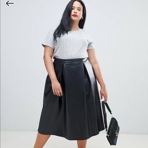 NWT Faux Leather Midi Skirt